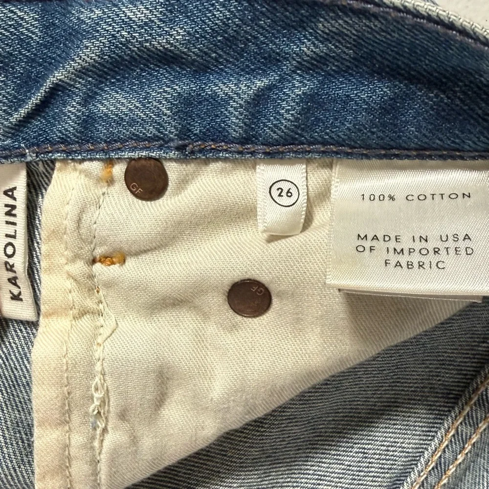 GRLFRND Straight High Rise Cropped Karolina Distressed Button Fly Jeans 26 P